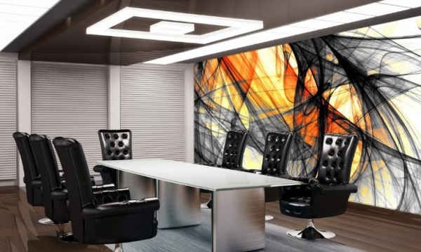 decoração de parede de ideias com papel de parede de foto sala de conferências preto abstrato