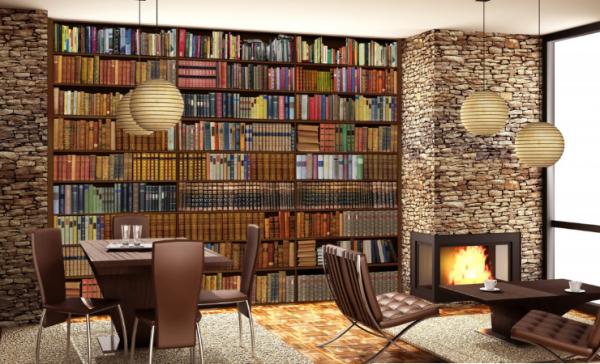 foto, papel de parede, sala de estar, livros, biblioteca, ideia
