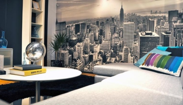 Idéias decoração de parede papel de parede de fotos de Nova York horizonte preto e branco