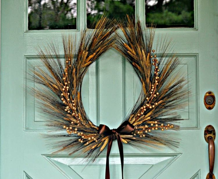 ideias com materiais naturais coroa de trigo em forma de ferradura arco marrom