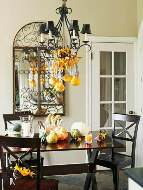 Luminária pendente decorar a mesa no outono