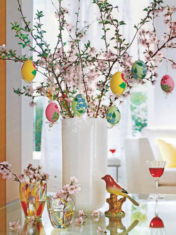 ideias para decorações de páscoa árvore da páscoa vidro flor de cerejeira