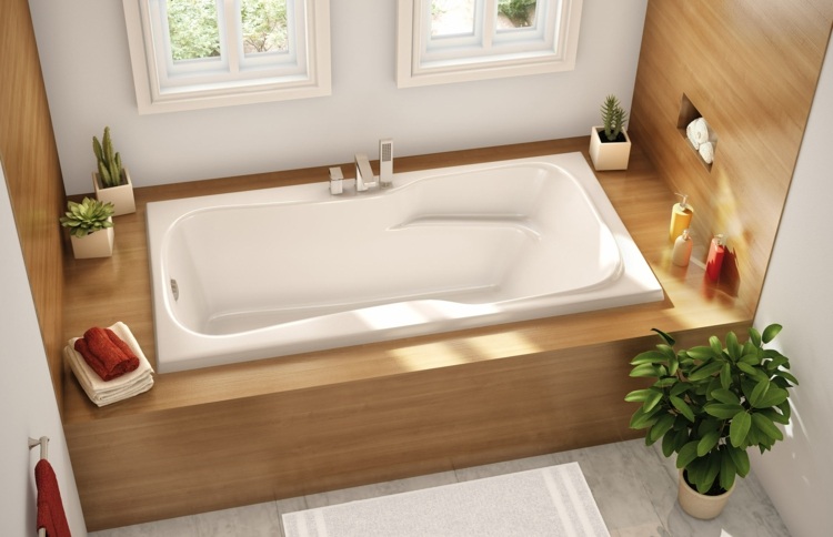 banheira de madeira banheira planta relaxar ideia