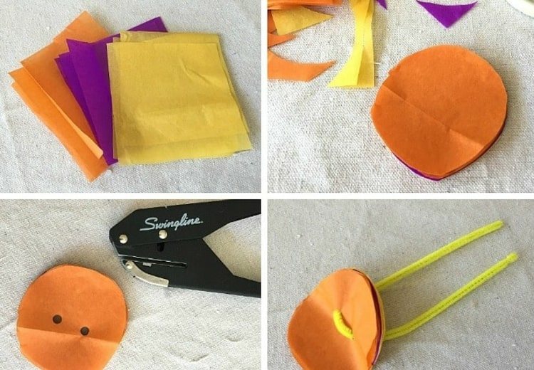 Tinker flores de papel para artesanato de primavera com crianças do ensino fundamental para uma linda pulseira