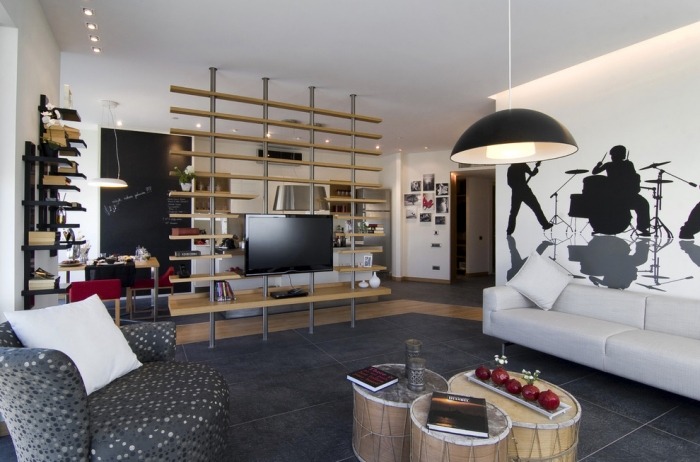 Teens-room-design-creative-wall-design-partition-wall-mounted-television