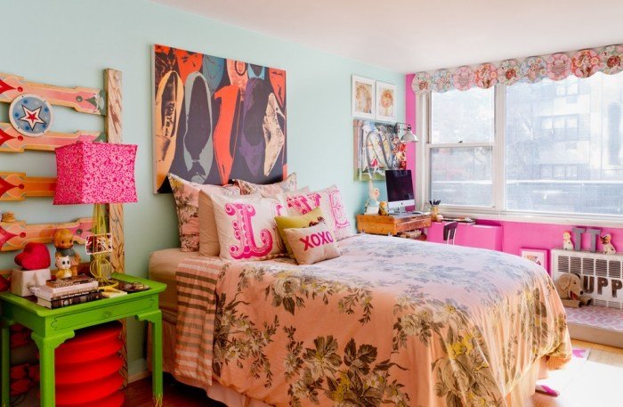 quarto de menina-colorido-idéias-quarto-jovem-design-paredes-pintura-idéias