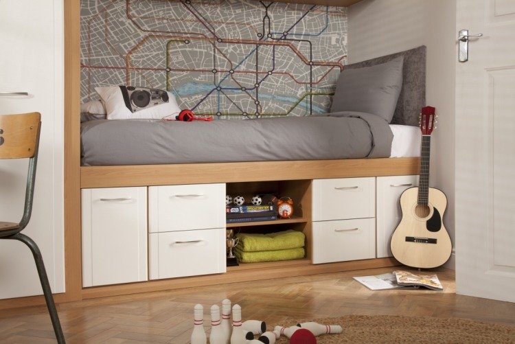 quarto-design-crianças-cama de solteiro-nicho-espaço-de-armazenamento-abaixo