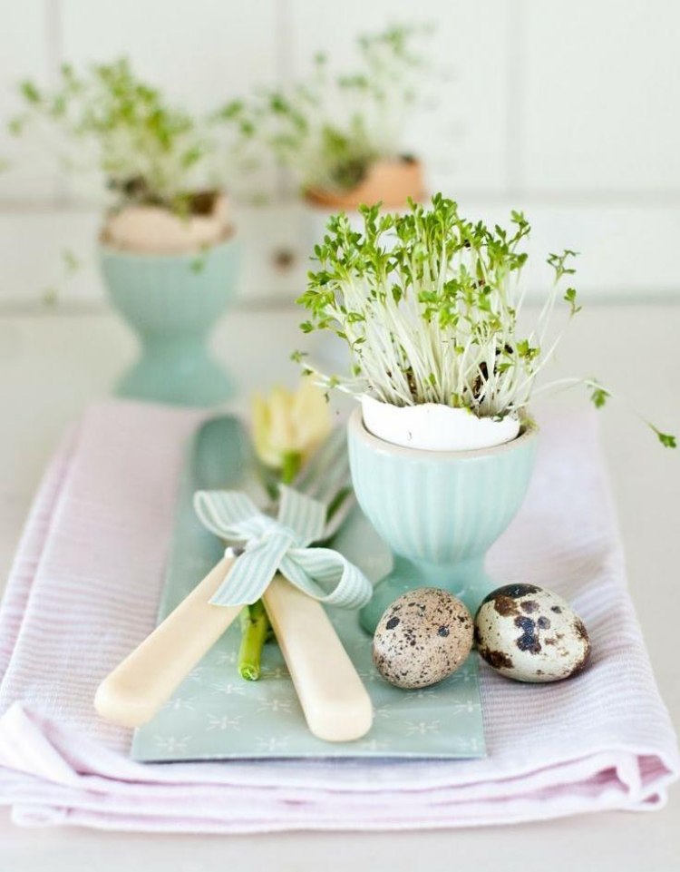 imaginativa-páscoa-decoração-primavera-mesa-decoração-ovos de codorna-ovo xícara-guardanapo de pano de agrião