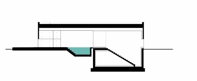 Piscina de planta baixa de casa de concreto com telhado plano embutido
