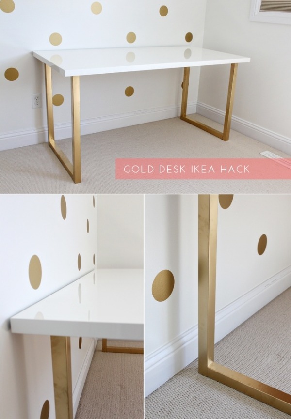 Personalize a mesa IKEA com pernas douradas de vika moliden