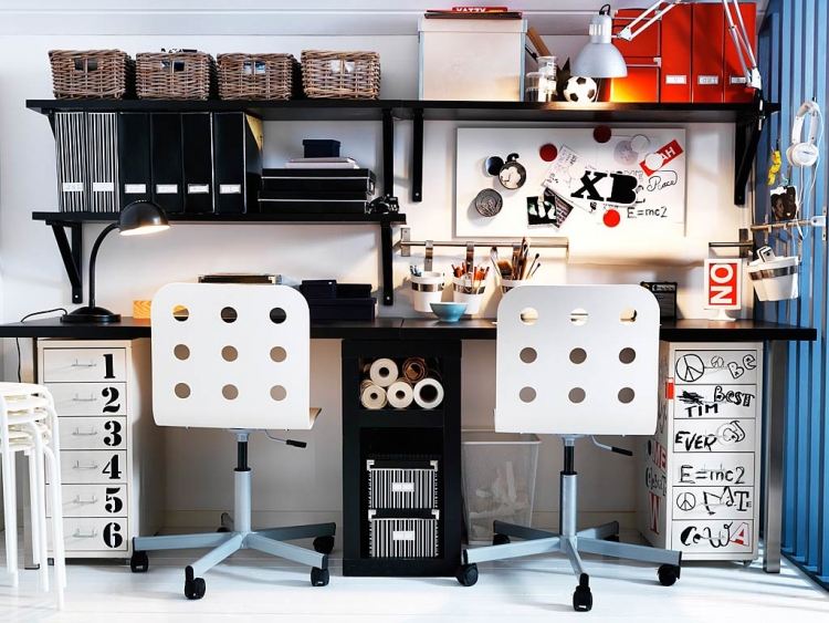 ikea-desk-furniture-ideas-double-decoration-shelves-funcional-prático-preto-branco-minimalista