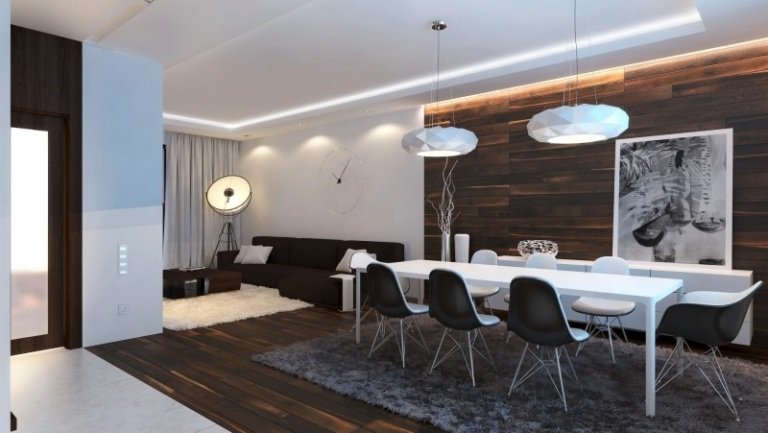iluminação indireta-led-teto-parede-sala-sala de jantar-madeira-parede-piso