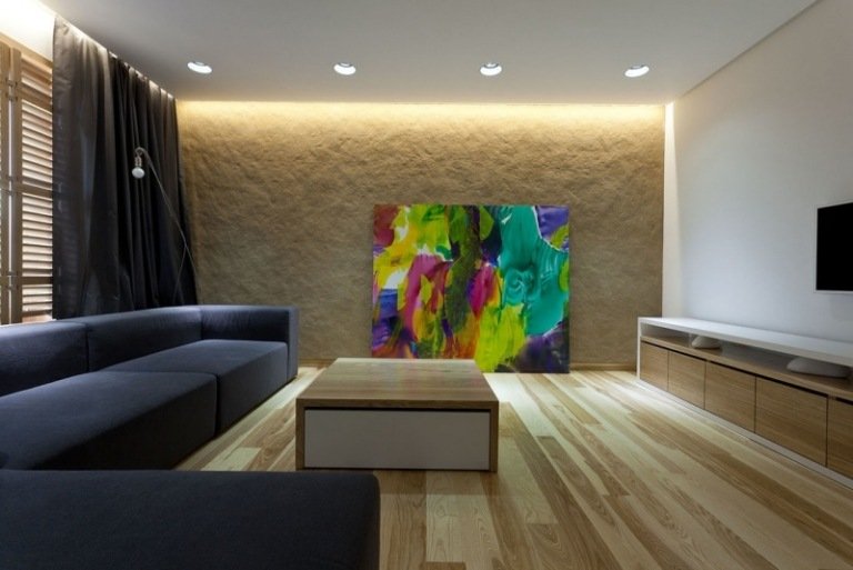iluminação indireta-led-sala-piso de madeira