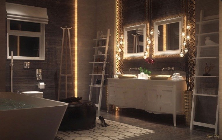 iluminação indireta-led-parede-banheiro-vintage-pias duplas