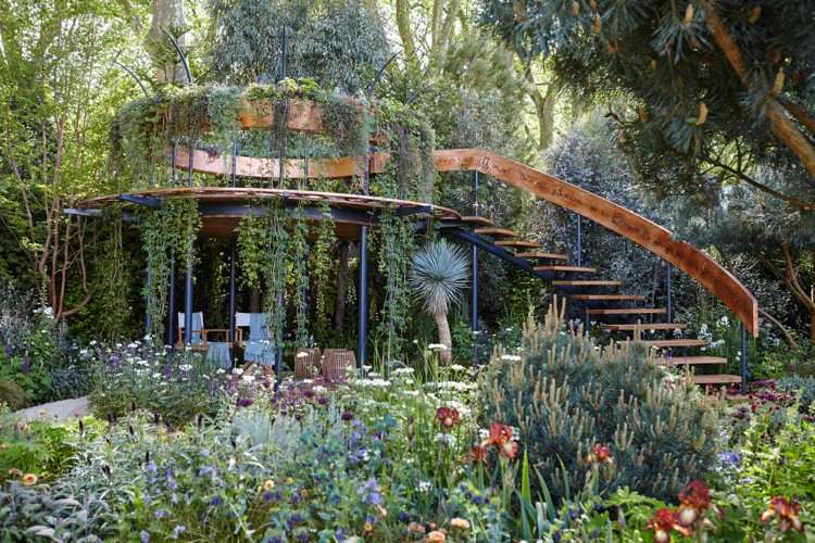 indústria olhar jardim design ideias dicas rotonde flores cores madeira ferro