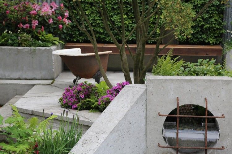 aparência industrial idéias de design de jardim dicas ferro concreto combinação
