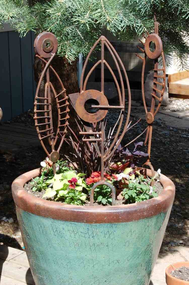 olhar industrial idéias de design de jardim dicas combinação de vaso de flores de ferro