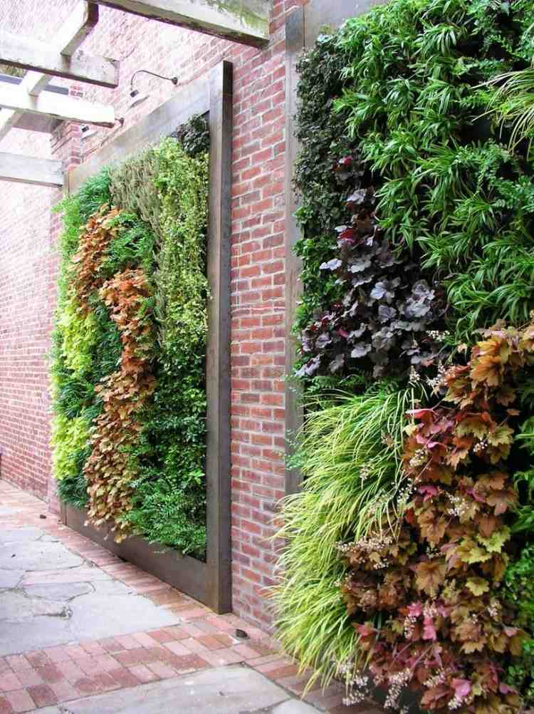 aparência industrial idéias de design de jardim dicas tijolos parede plantas combinação