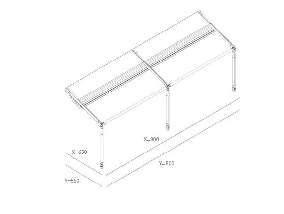 Dimensões de proteção solar de jardim de toldo articulado