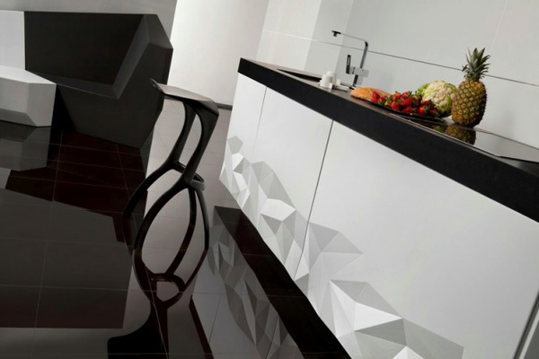 piso Artica com design moderno, ladrilhos pretos brilhantes