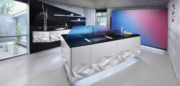 cozinha moderna Artica cozinha futurista ilha fratura decoração retangular
