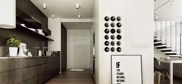 vinho rack cozinha integrada armários brancos modernos de madeira escura rústicos