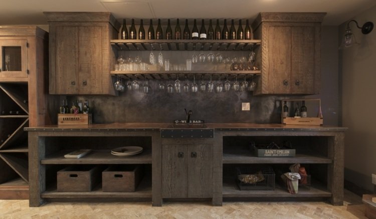 vinho rack cozinha design rústico taças de vinho mediterrâneo pendurar