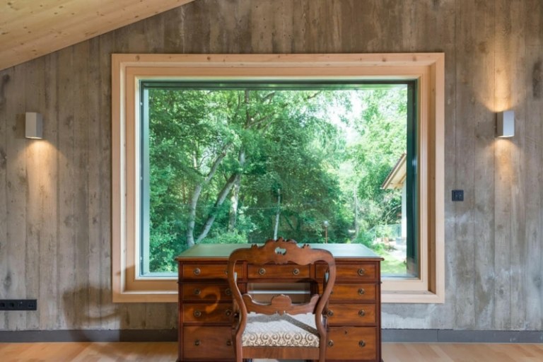 perfis de janela de concreto de madeira para interior grande mesa antiga parede de imitação de madeira