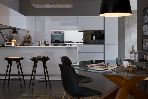 alto brilho branco cozinha fileira gamma arclinea design italiano
