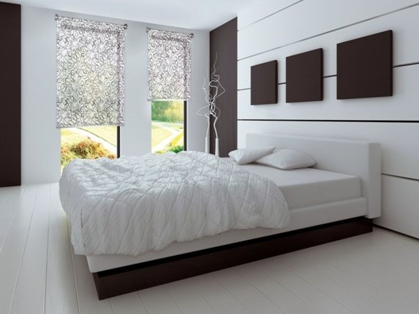 Cortinas de rolo de quarto móveis de tecido branco marrom