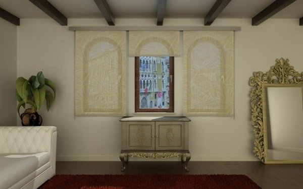 Cortinas de enrolar janela elegante de cor bege