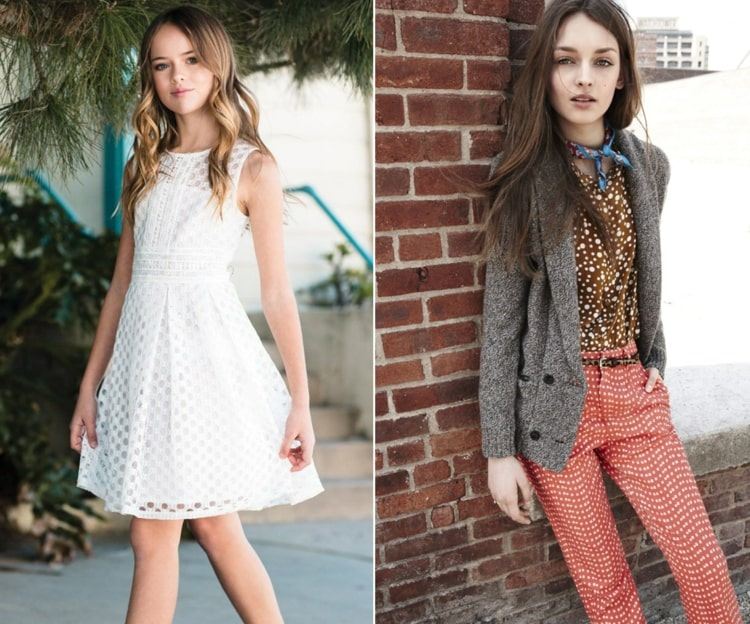 Roupa Jugendweihe - vestido branco de comprimento médio ou calça estampada com jaqueta e blusa