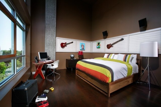 Música-tema decoração-quarto de menino preferências de adolescentes Benning-Design-Associates