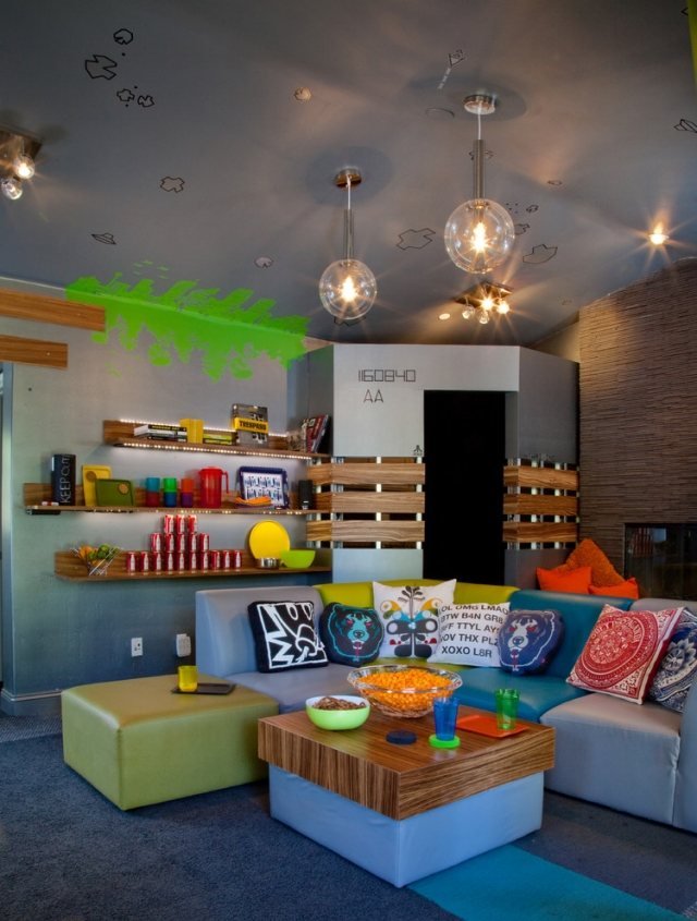 Ideia de festa para adolescentes em sala de decoração-iluminação área de estar-Kropat-Design de interiores