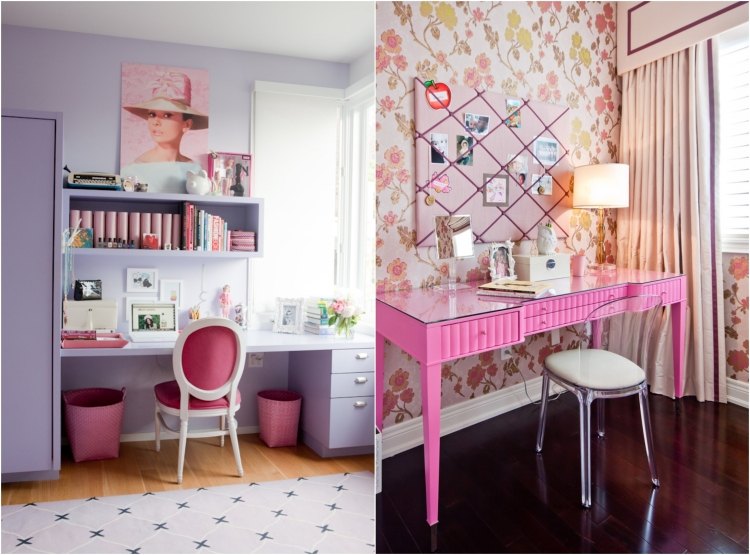 sala de jovens-color-design-girl-pink-purple-desk-learning place