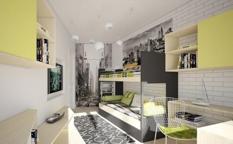 quarto-jovem-cor-design-menino-preto-branco-amarelo claro