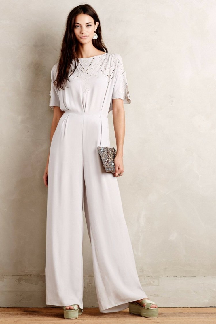 macacão-casamento-em vez de-vestido-longo-uma-peça-mangas compridas-orifício-padrão