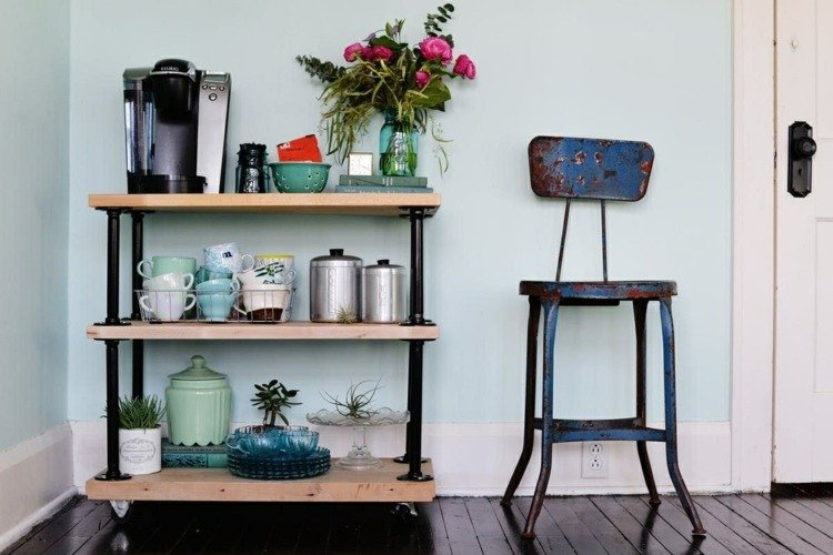 Estação de café móvel Projete a cozinha de uma forma moderna Barra de café em casa Idéias