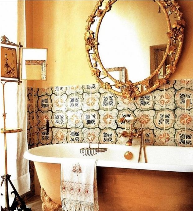 cores de tendência vintage para banheiros em design de interiores