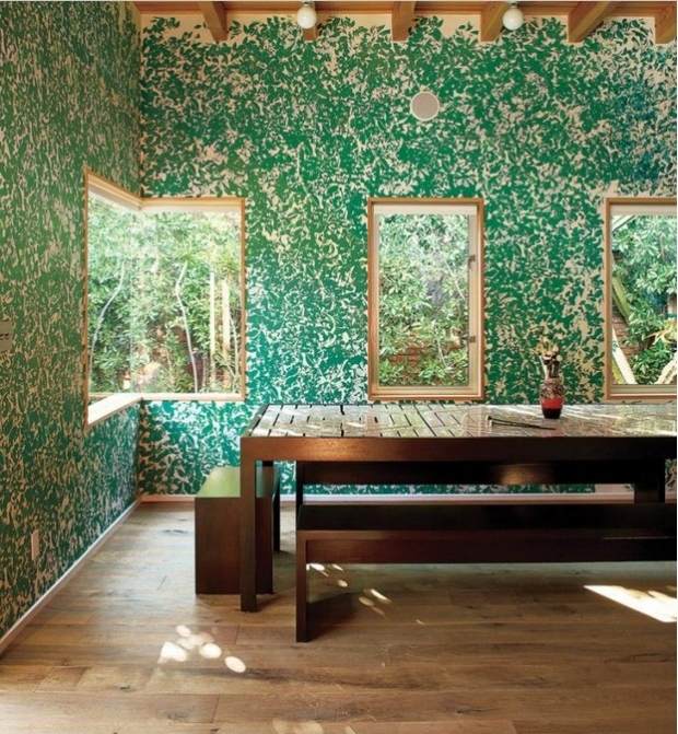 cores de tendência de decoração de parede de bambu no interior