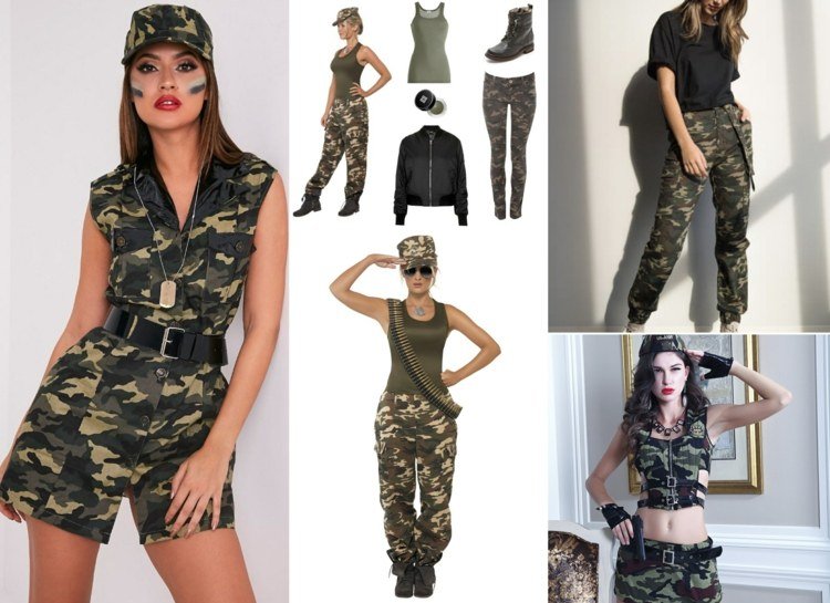 Faça você mesmo fantasias de carnaval - soldado faça você mesmo com roupas de camuflagem comuns