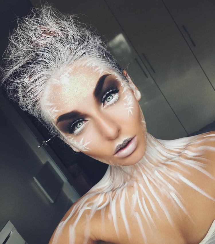 Faça você mesmo fantasias de carnaval - rainha da neve com cabelo branco e instruções em vídeo para maquiagem e coroa