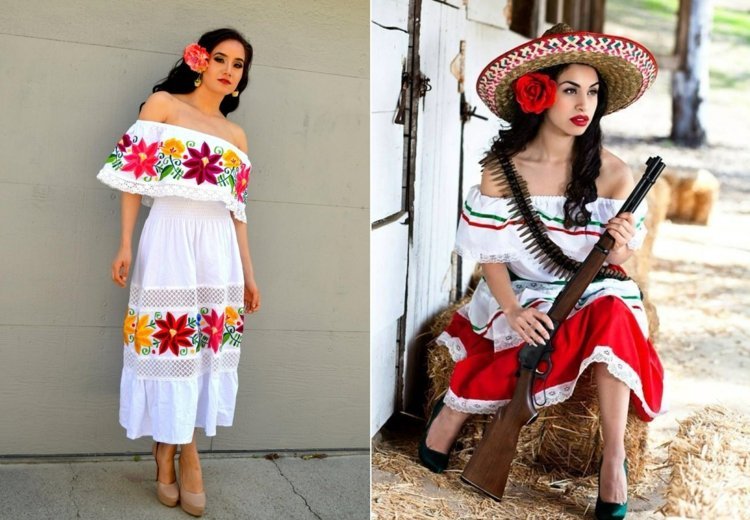 Faça você mesmo mulheres mexicanas como fantasias de carnaval - ideias simples de roupas normais