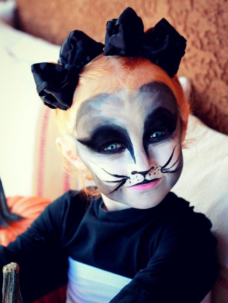 Rosto de gato make-up carnaval-garotinha-gato-orelhas-fitas