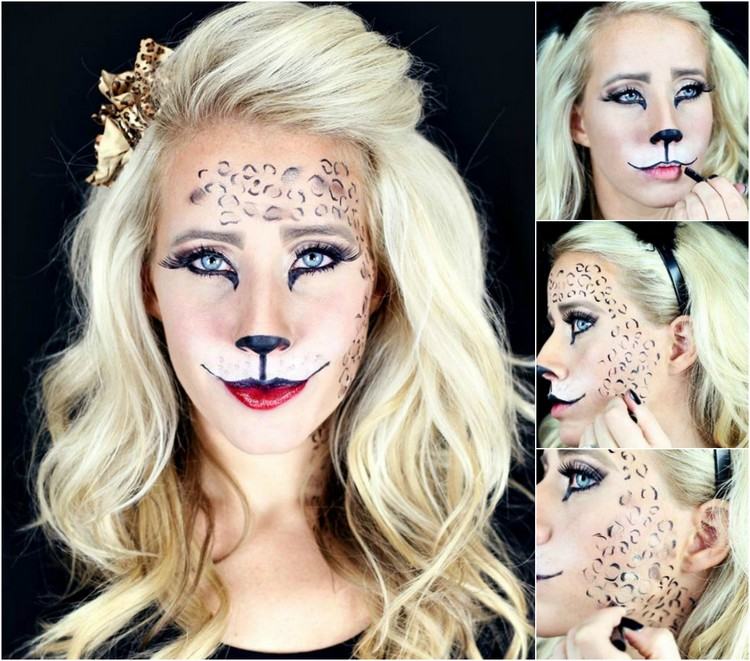Rosto de gato-maquiagem-mulheres-carnaval-grande-gato-leopardo-chita-instruções