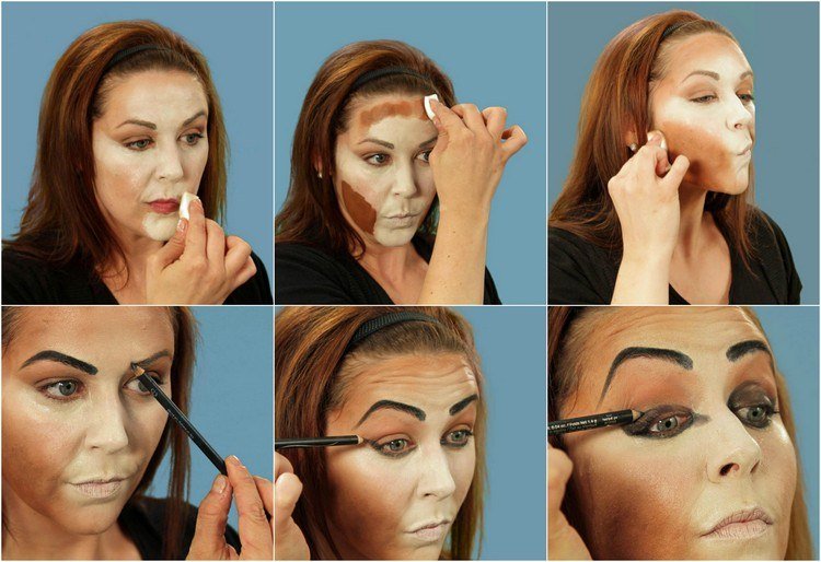 Cat-face-make-up-big-cat-women-instruções-primer-eye-make-up