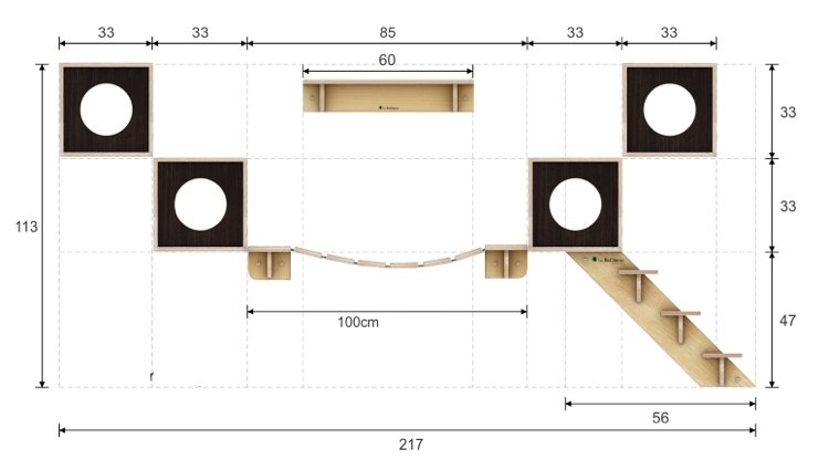 parede de escalada gato 8 partes plano dimensões