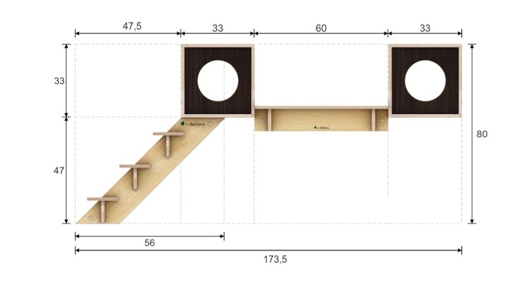 gatos escalando elementos da parede dimensões do plano