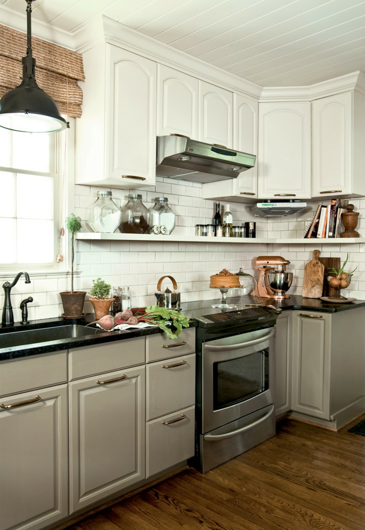 cozinha-country-style-modern-bright-interior-plissado-janela-privacidade-proteção-dispositivos-retro