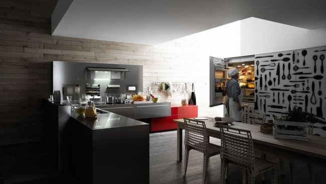 Tendências de design de cozinha áreas funcionais - simplificar a iluminação - solução Valcucine